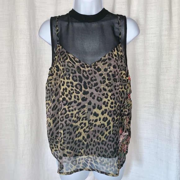 NWOT- Guess Odessa Animal Print Layered Top! - Picture 2 of 5